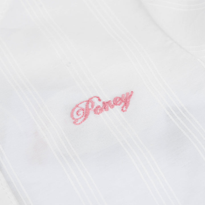 Poney Girls White Striped Short Sleeve Blouse