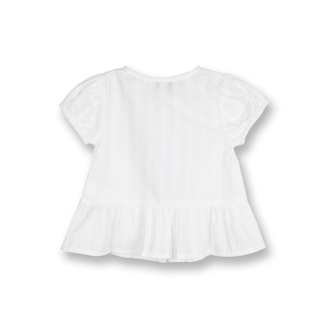 Poney Girls White Striped Short Sleeve Blouse