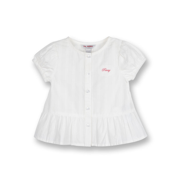 Poney Girls White Striped Short Sleeve Blouse