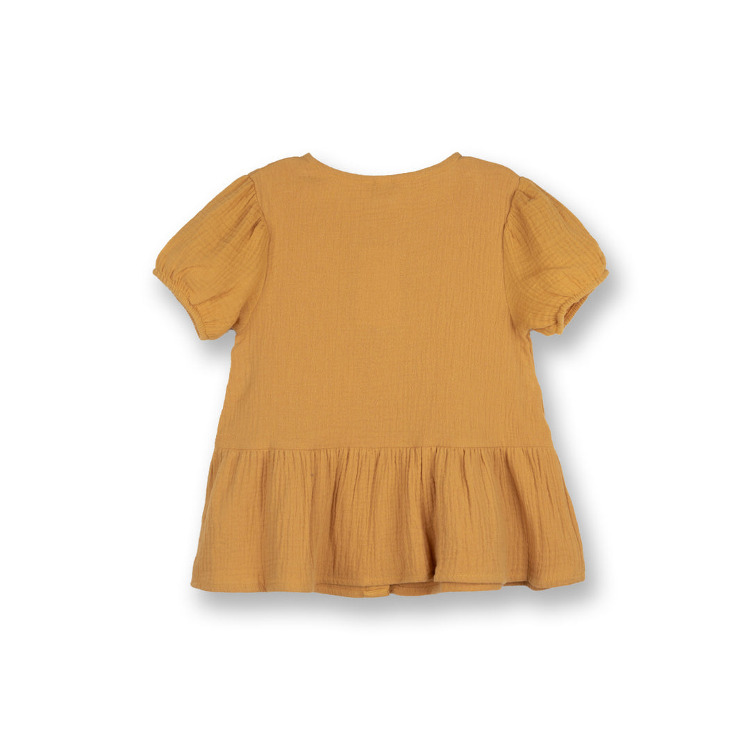 Poney Girls Mustard Golden Poppy Short Sleeve Blouse