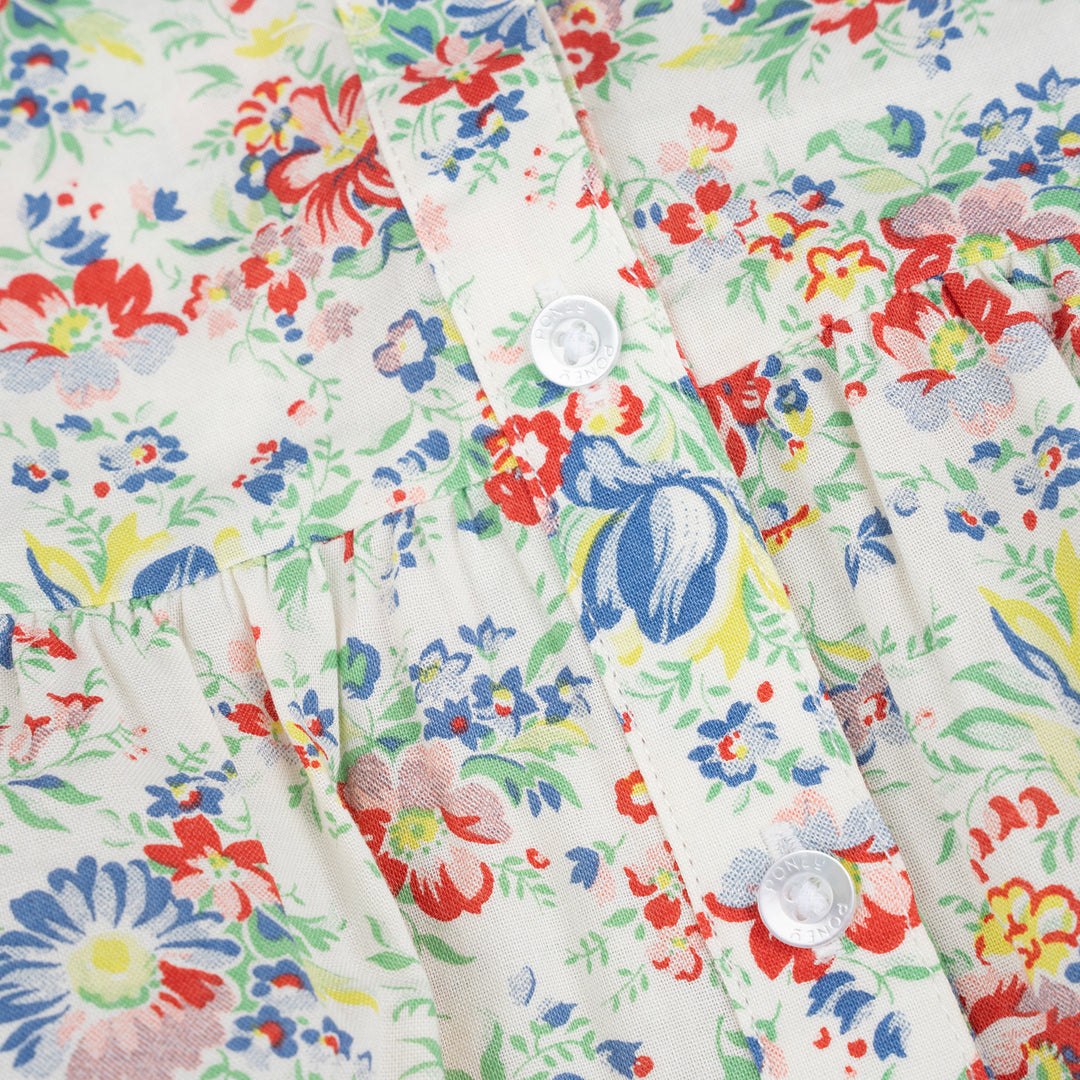 Poney Girls White Floral Print Short Sleeve Blouse