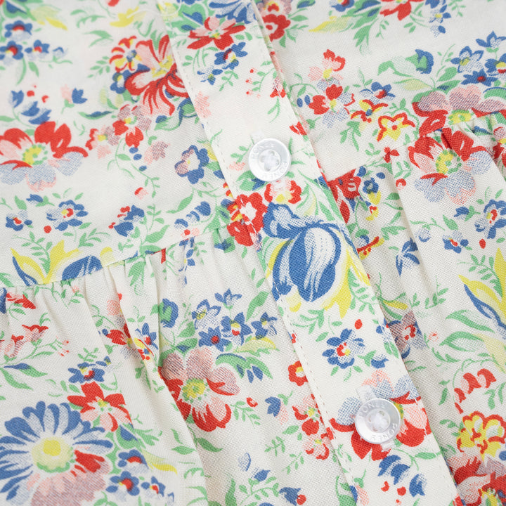 Poney Girls White Floral Print Short Sleeve Blouse