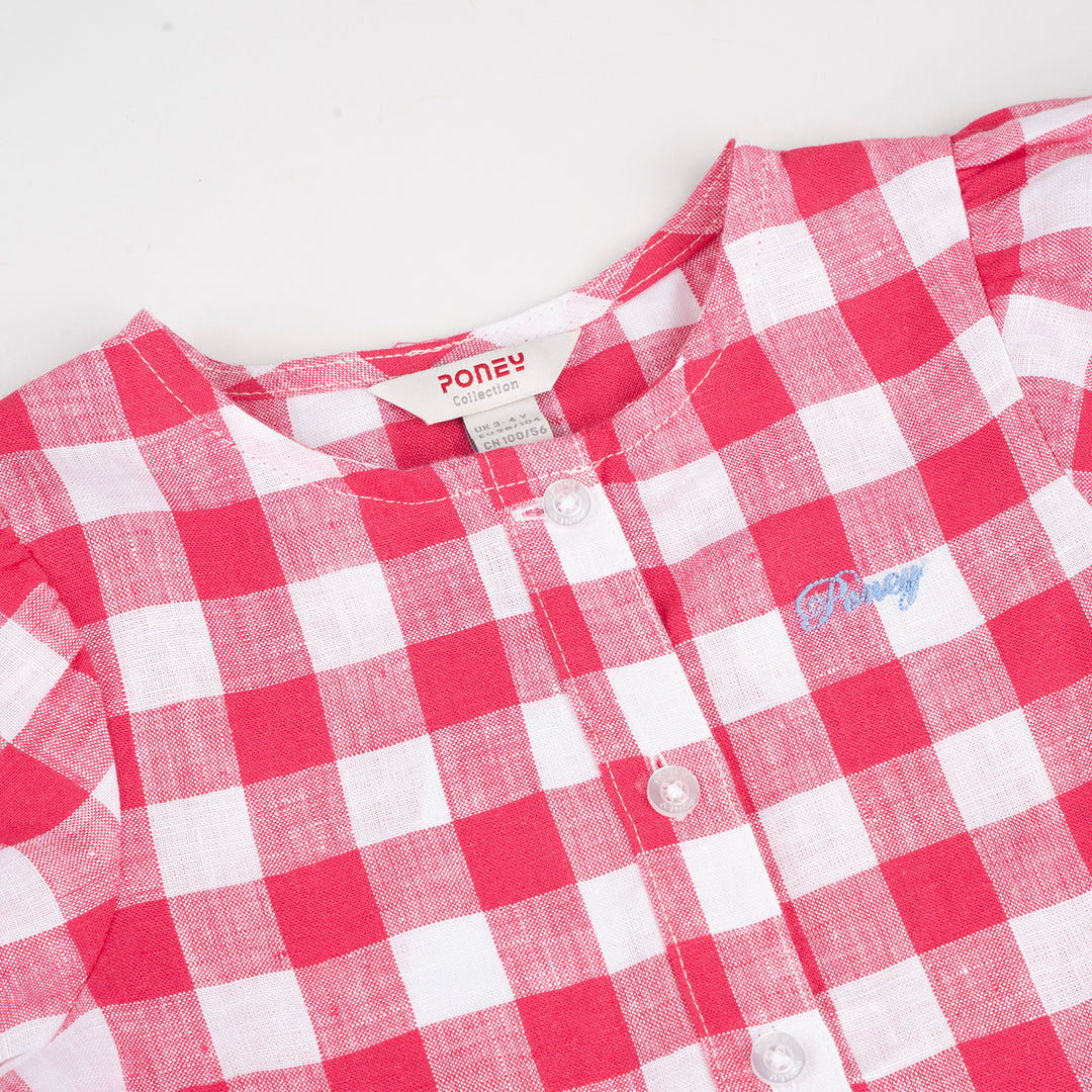 Poney Girls Red Gingham Short Sleeve Blouse