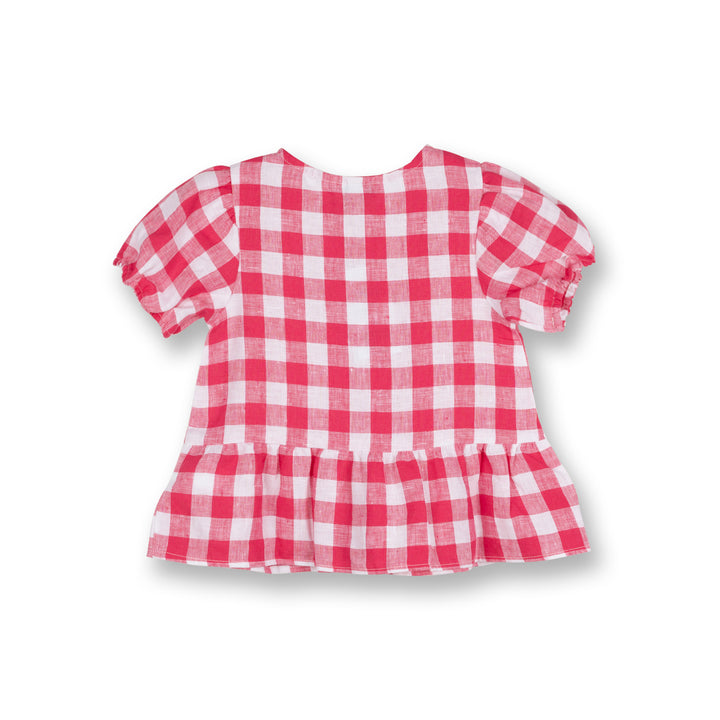 Poney Girls Red Gingham Short Sleeve Blouse