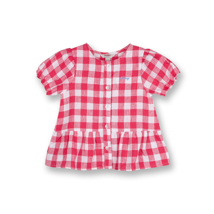 Poney Girls Red Gingham Short Sleeve Blouse