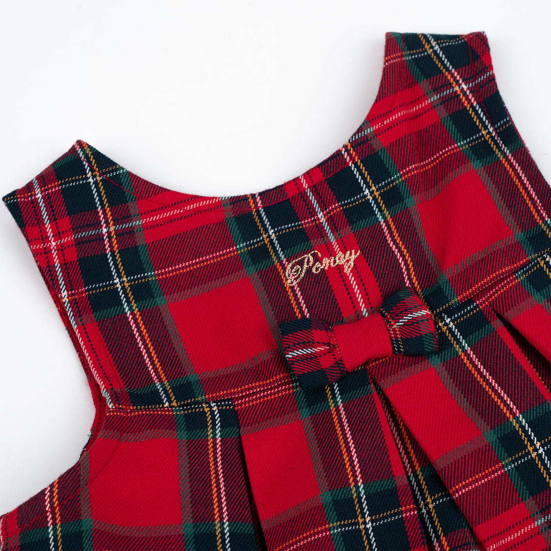 Poney Girls Red Checkered Sleeveless Dress