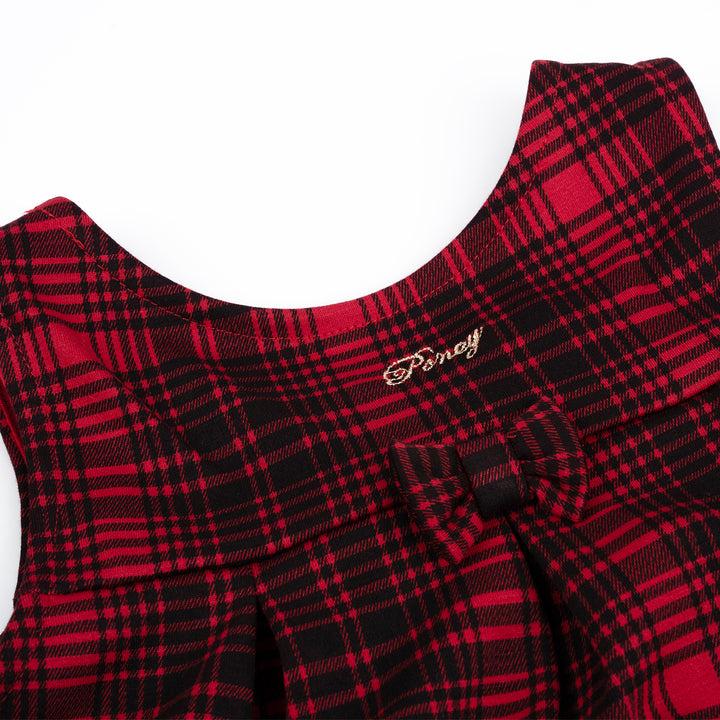 Poney Girls Red Checkered Sleeveless Dress