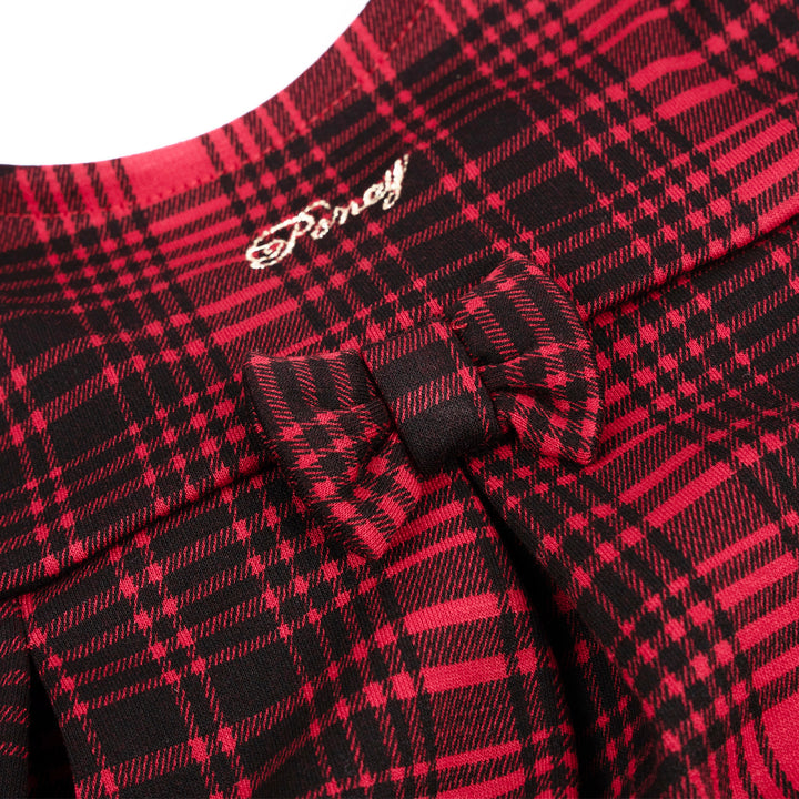 Poney Girls Red Checkered Sleeveless Dress