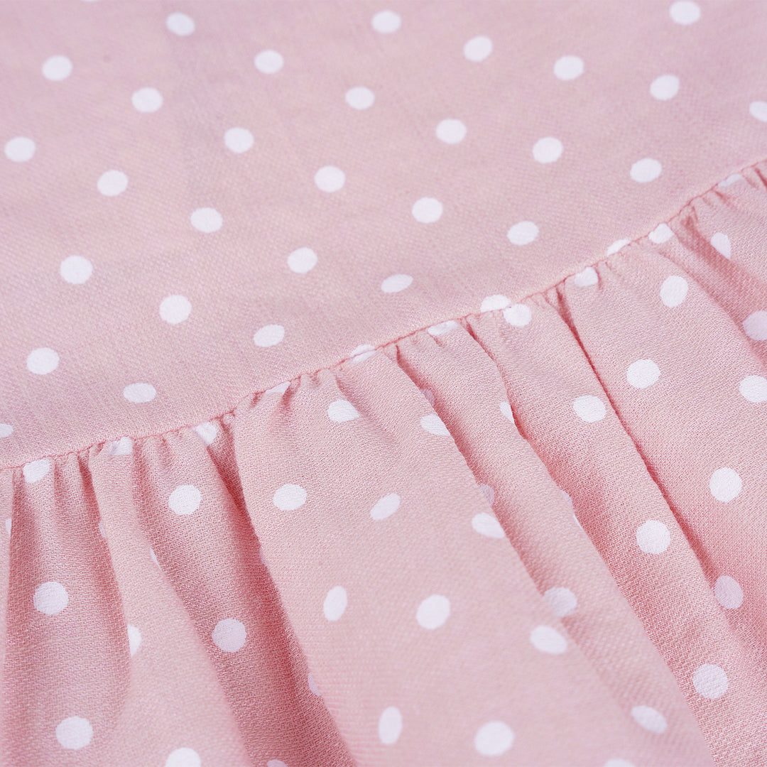 Poney Girls Light Pink Polka Puff Short Sleeve Blouse