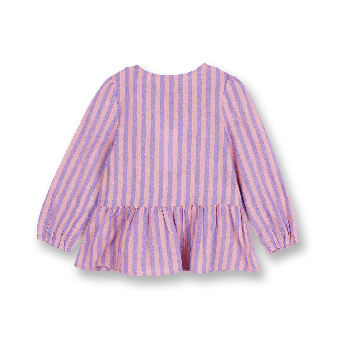 Poney Girls Purple Peach Striped Long Sleeve Blouse