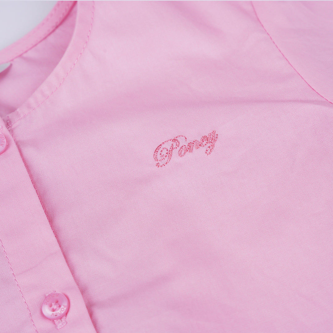 Poney Girls Pink Strawberry Round Neck Long Sleeve Blouse