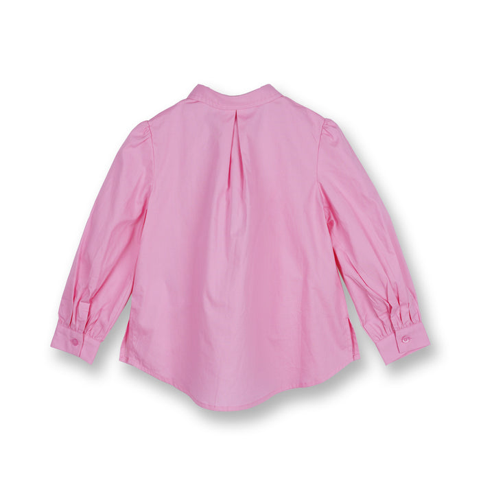 Poney Girls Pink Strawberry Collared Neck Long Sleeve Blouse
