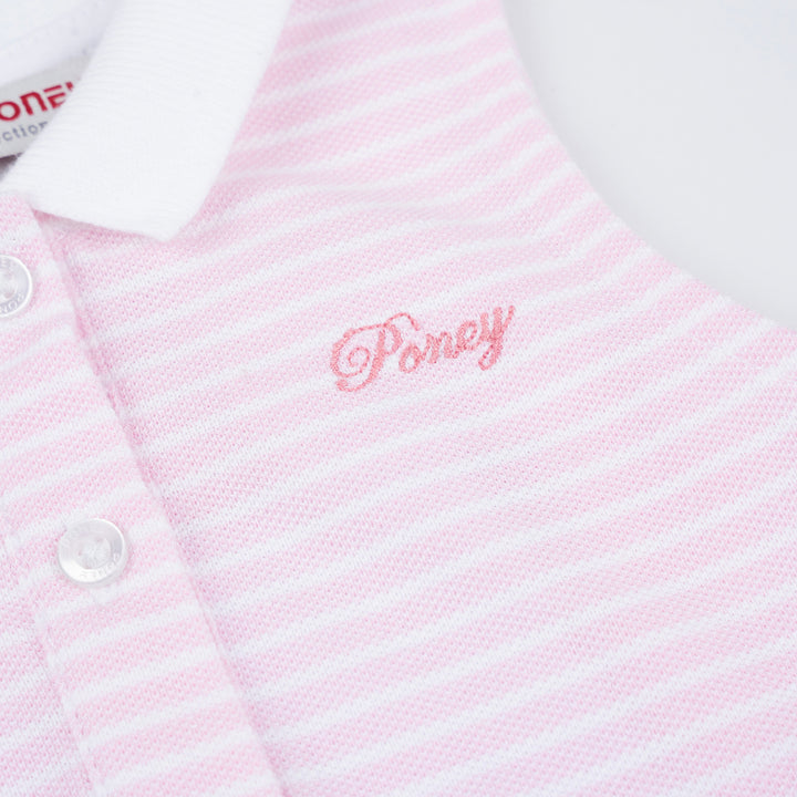 Poney Girls Light Pink Stripes Sleeveless Polo