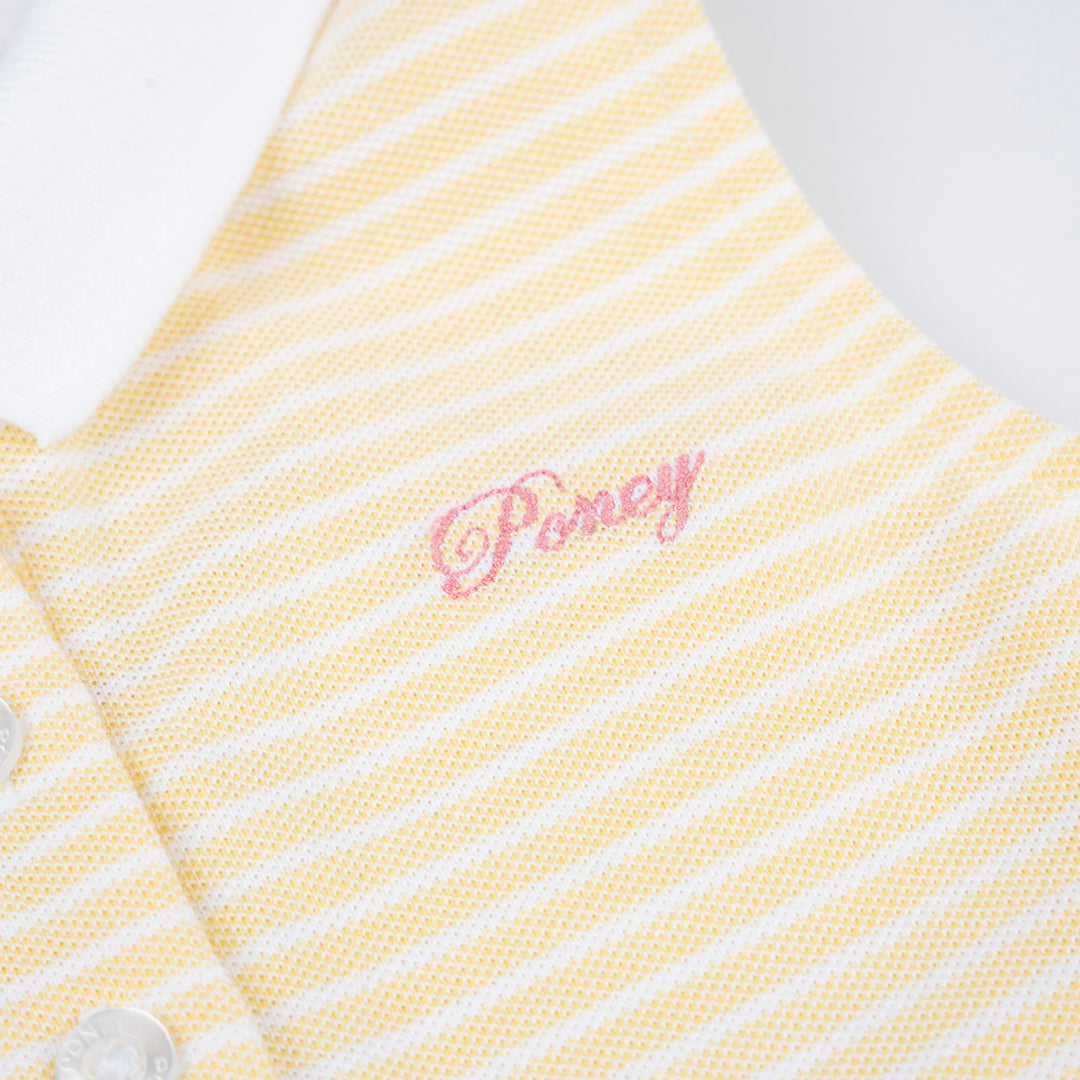 Poney Girls Yellow Stripes Sleeveless Polo
