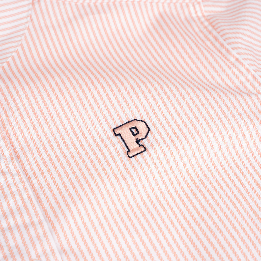 Poney Boys Pink Pale Rosette Striped Short Sleeve Shirt