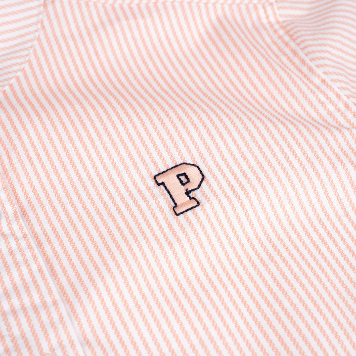 Poney Boys Pink Pale Rosette Striped Short Sleeve Shirt