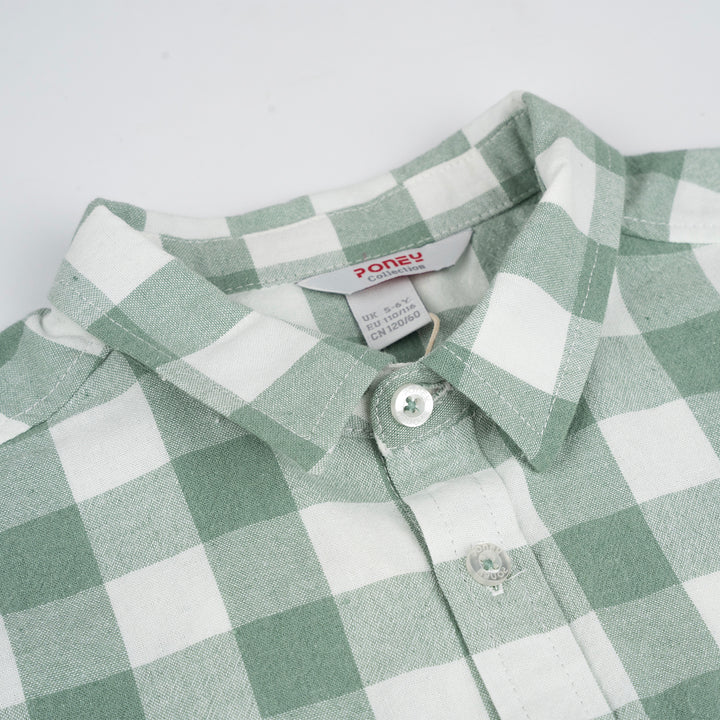 Poney Boys Green Dark Ivy Checks Short Sleeve Shirt