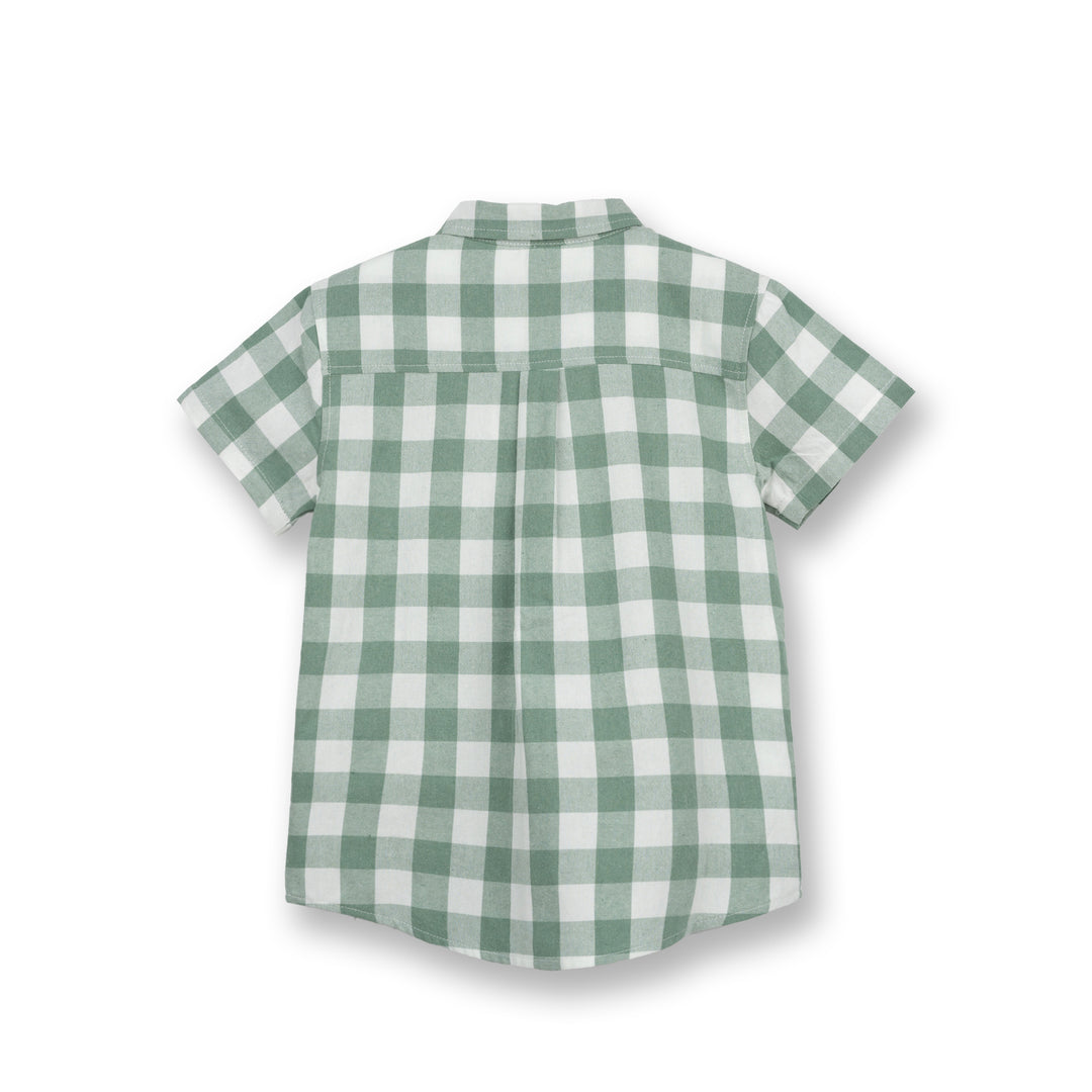 Poney Boys Green Dark Ivy Checks Short Sleeve Shirt