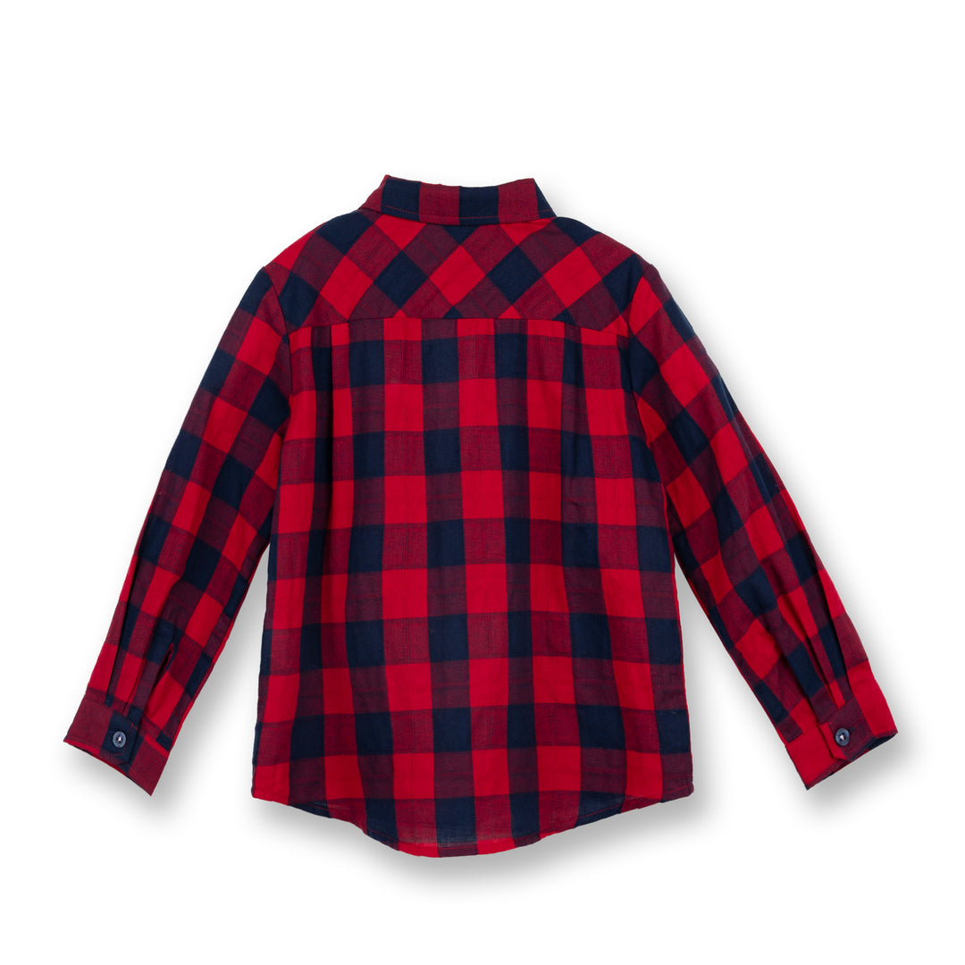 Poney Boys Red Poney Flannel Long Sleeve Checks Shirt