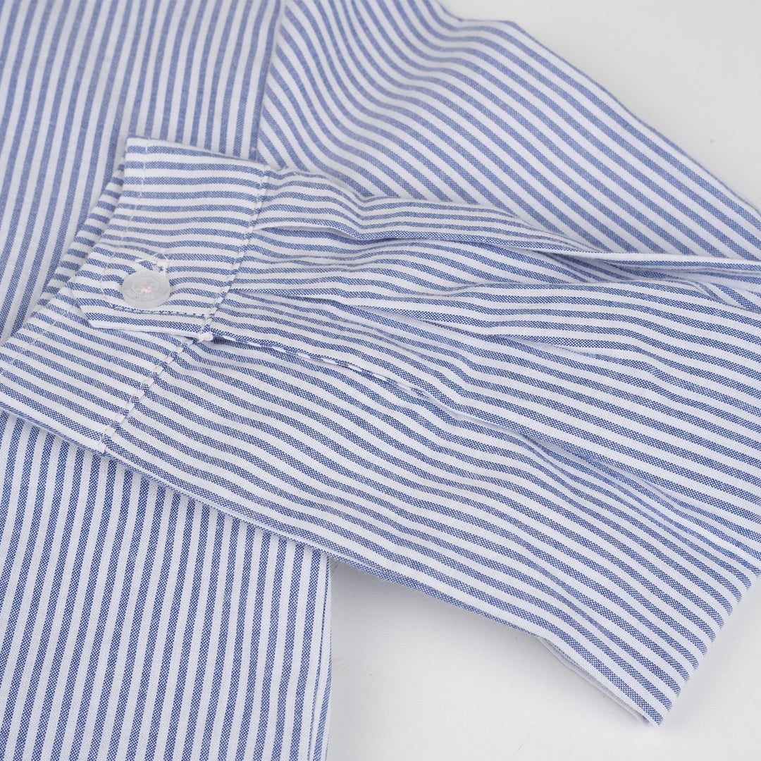 Poney Boys Blue Classic Striped Long Sleeve Shirt