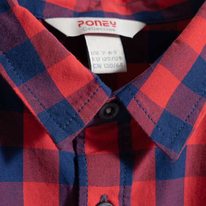 Poney Classic Red & Navy Gingham Short Sleeve Shirt
