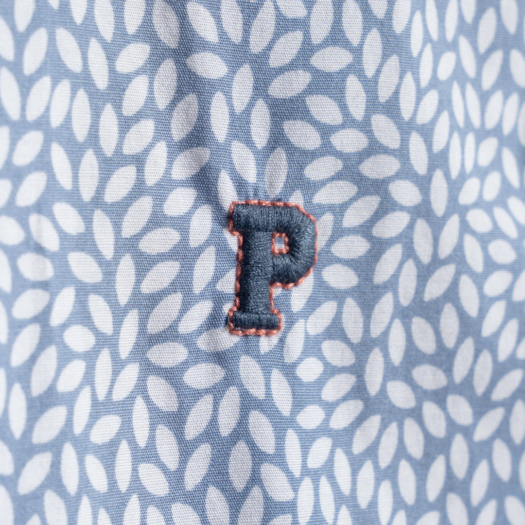 Poney Blue Shadow Pattern Printed Short Sleeve Shirt