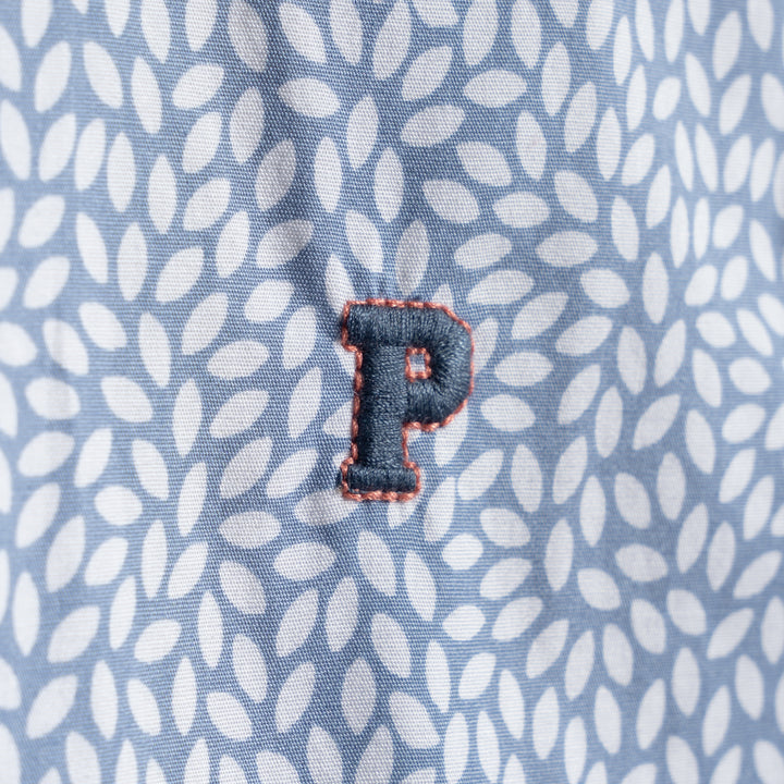 Poney Blue Shadow Pattern Printed Short Sleeve Shirt