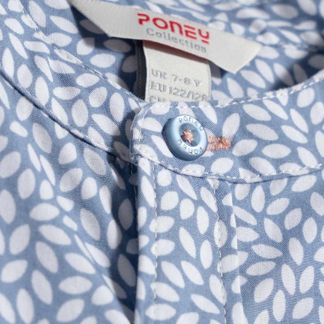 Poney Blue Shadow Pattern Printed Short Sleeve Shirt