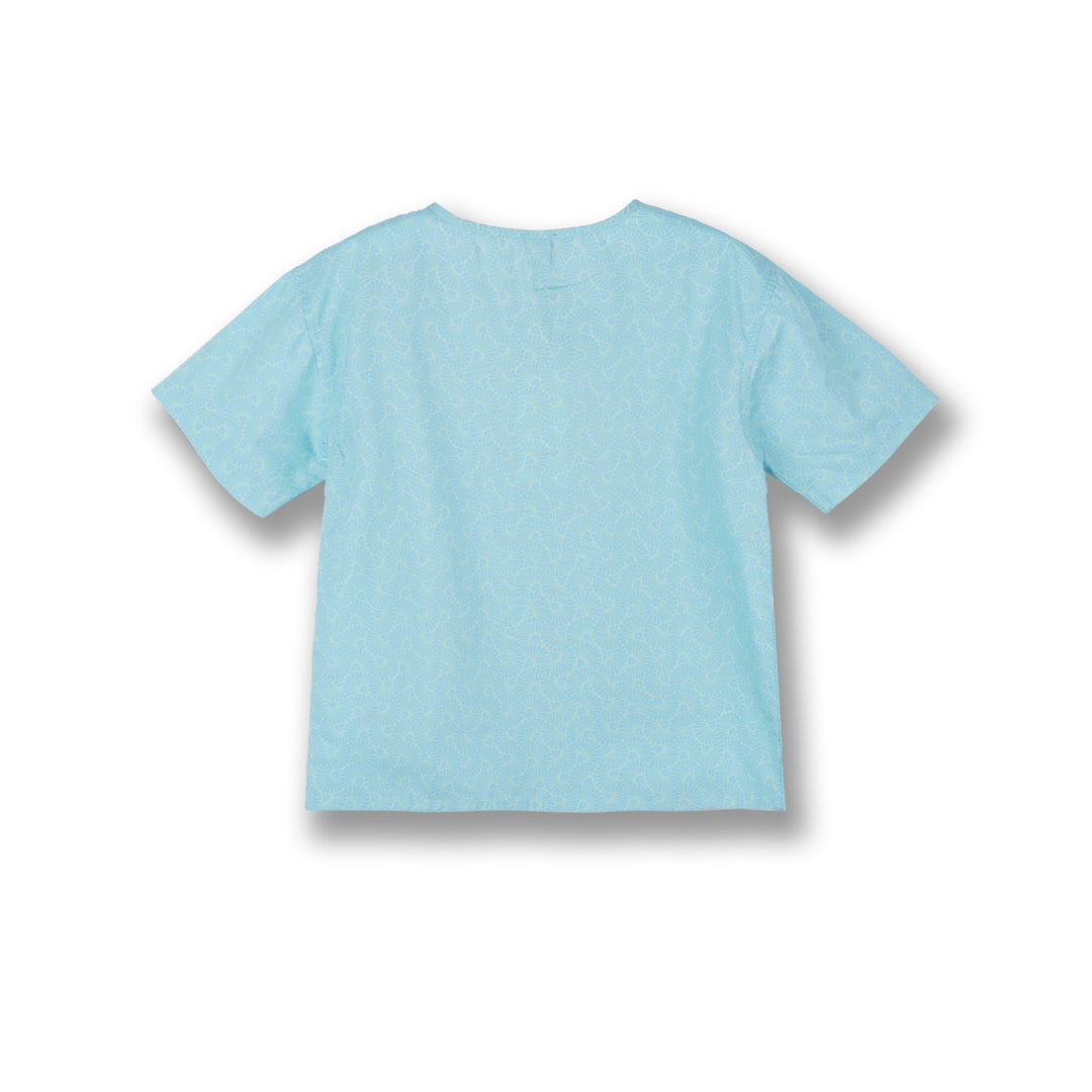 Poney Boys Light Blue Misty Jade Geometric Short Sleeve Shirt