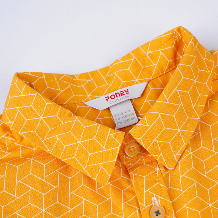 Poney Boys Yellow Autumn Blaze Geometric Short Sleeve Shirt