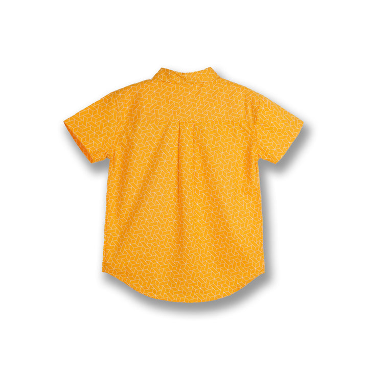 Poney Boys Yellow Autumn Blaze Geometric Short Sleeve Shirt