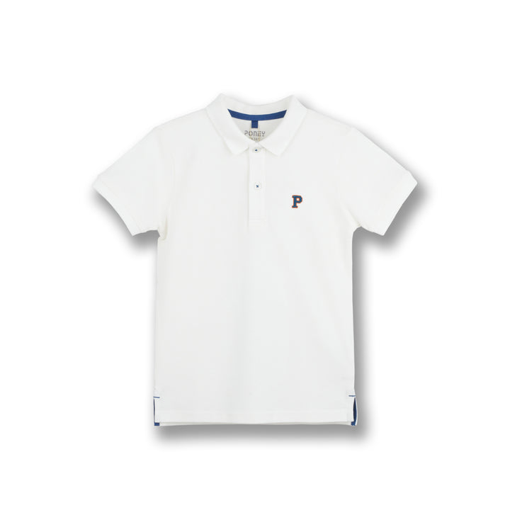 Poney Boys White Poney Classic Icon Short Sleeve Polo