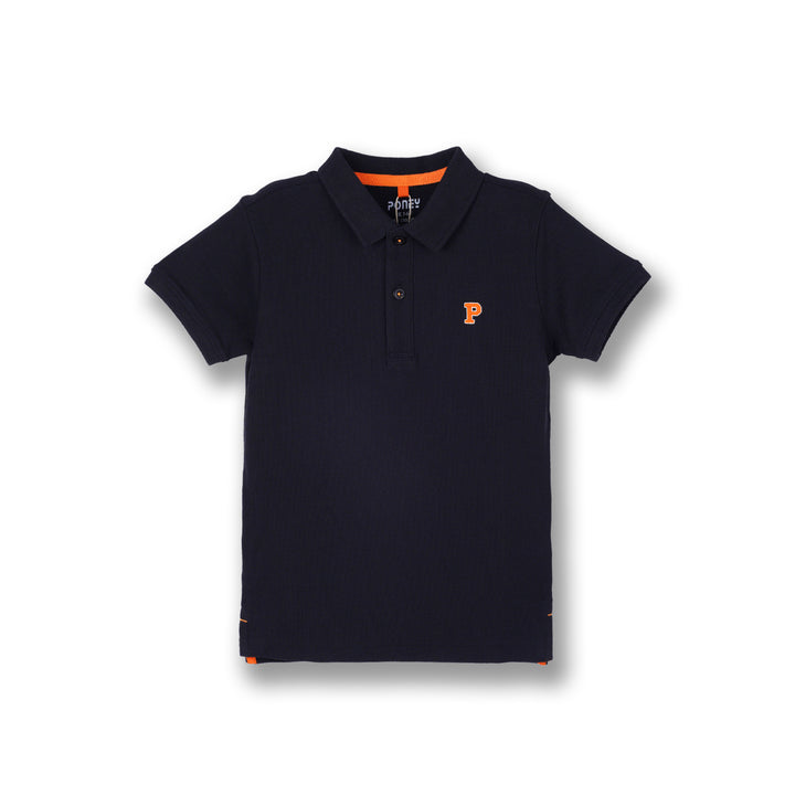Poney Boys Black Poney Classic Icon Short Sleeve Polo