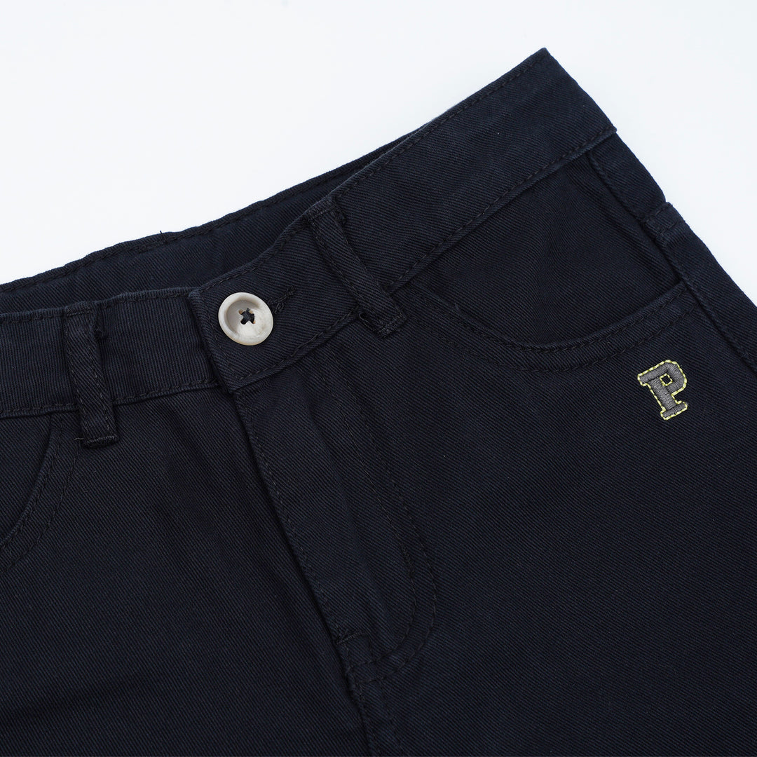 Poney Boys Black Twill Brush Chinos Short Pants