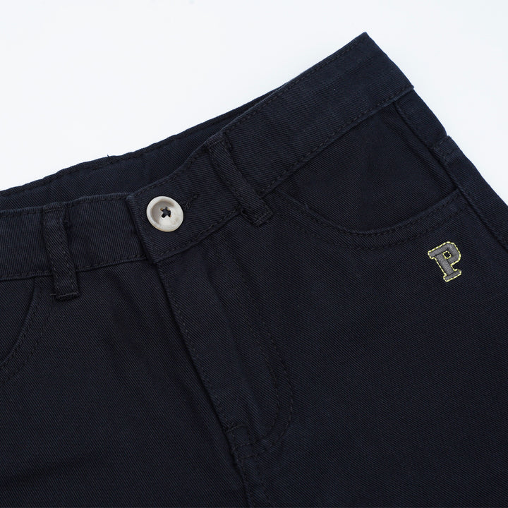 Poney Boys Black Twill Brush Chinos Short Pants