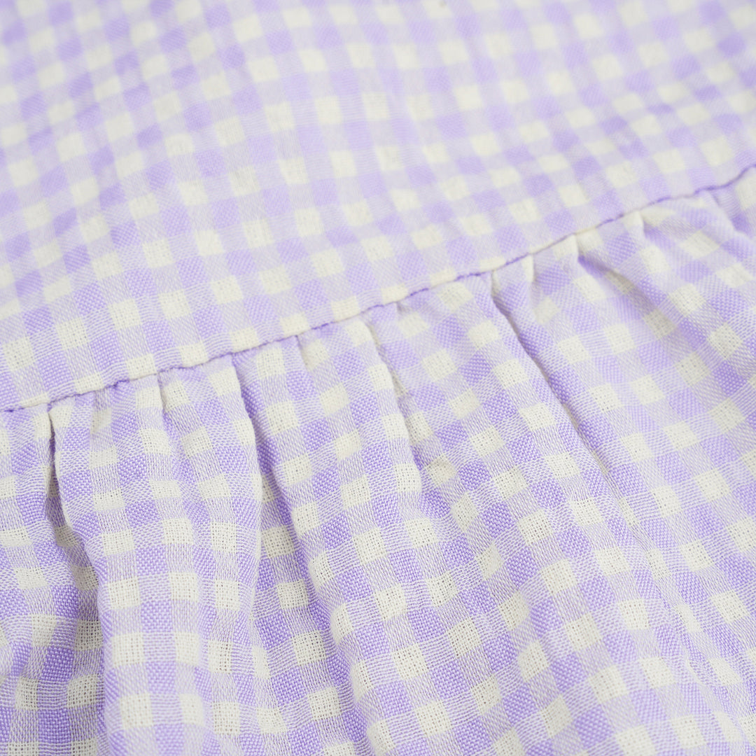 Poney Girls Lt.Purple Creamy Checks Long Sleeve Dress