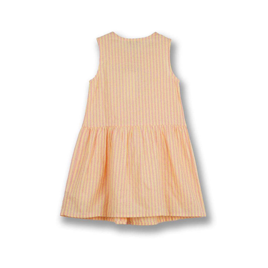 Poney Girls Cheerful Yellow Striped Sleeveless Dress
