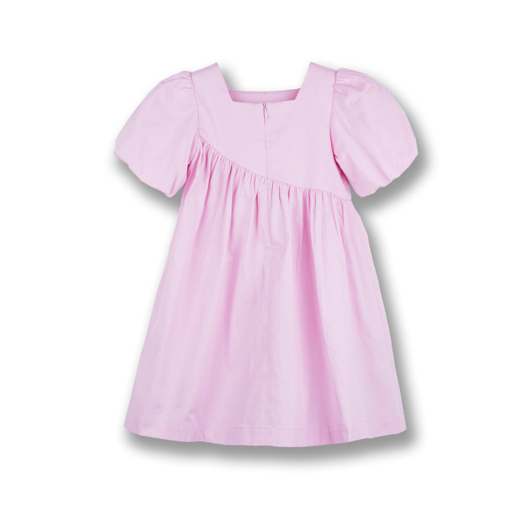 Poney Girls Pink Dreamy Pink Asymmetrical Short Sleeve Dress