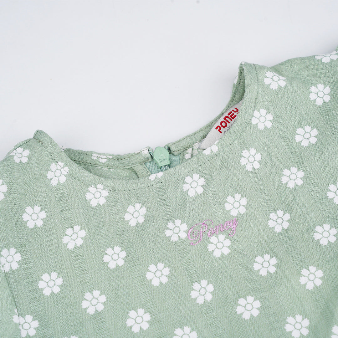 Poney Girls Green Granite Greeny Short Sleeve Dress