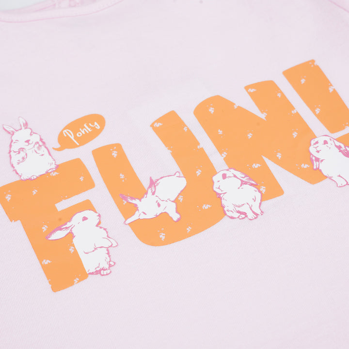 Poney Girls Lt.Pink Fun! Bunnies Long Sleeve Top