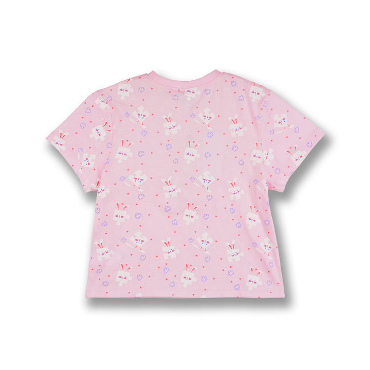 Poney Girls Lt.Pink Bunnies Puzzle Short Sleeve Tee