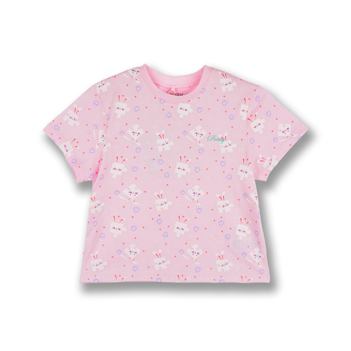 Poney Girls Lt.Pink Bunnies Puzzle Short Sleeve Tee