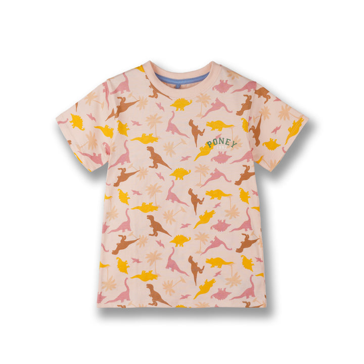 Poney Boys Lt. Orange Dino's World Short Sleeve Tee