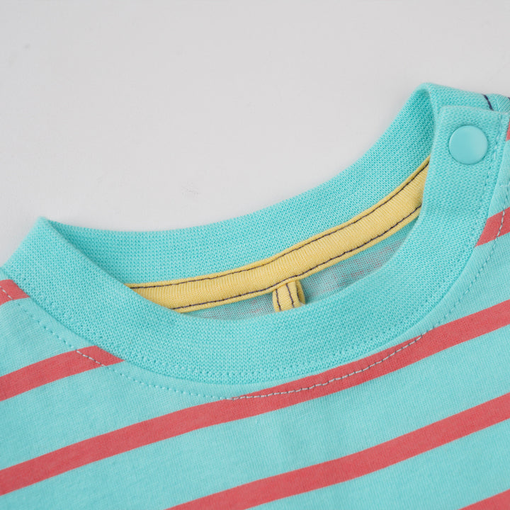 Poney Boys Turquoise Bright Striped Short Sleeve Tee