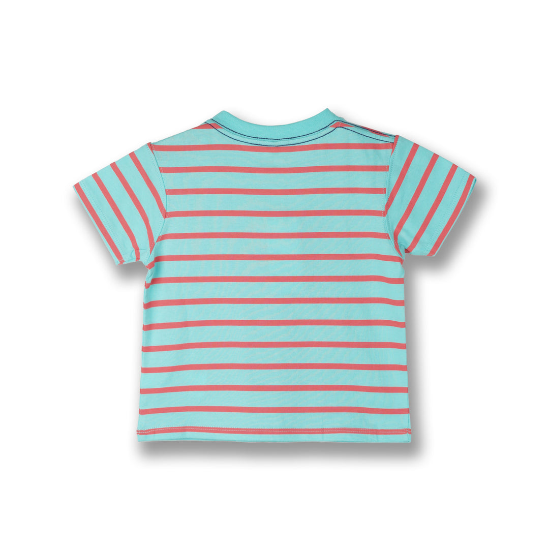 Poney Boys Turquoise Bright Striped Short Sleeve Tee