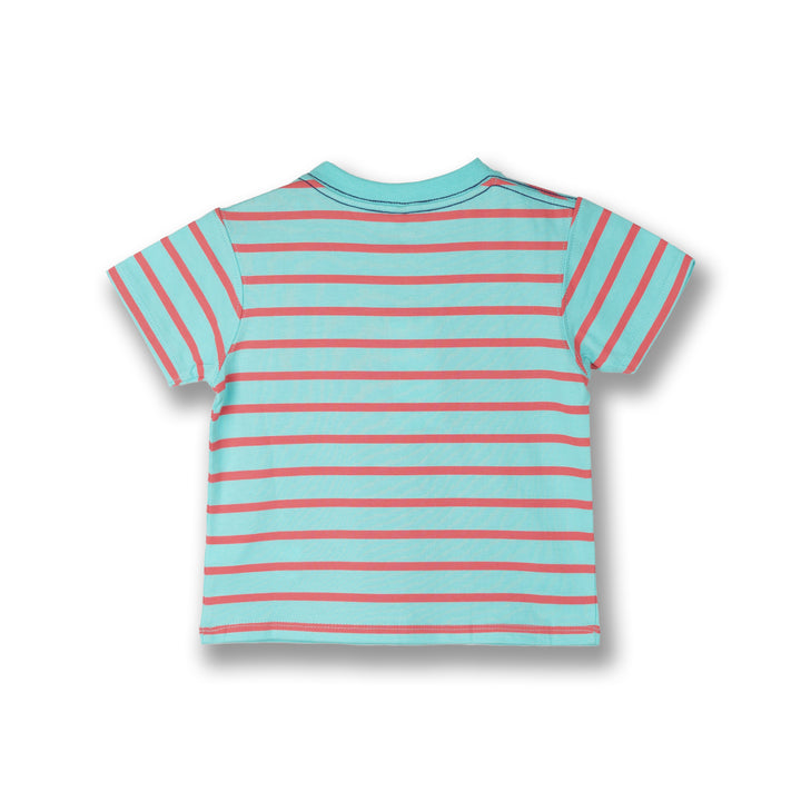 Poney Boys Turquoise Bright Striped Short Sleeve Tee