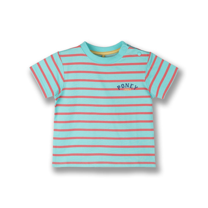 Poney Boys Turquoise Bright Striped Short Sleeve Tee