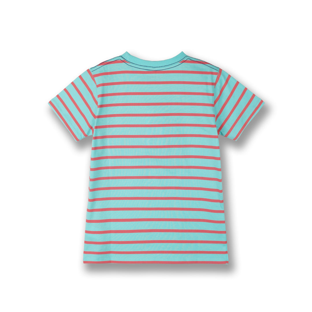 Poney Boys Turquoise Bright Striped Short Sleeve Tee