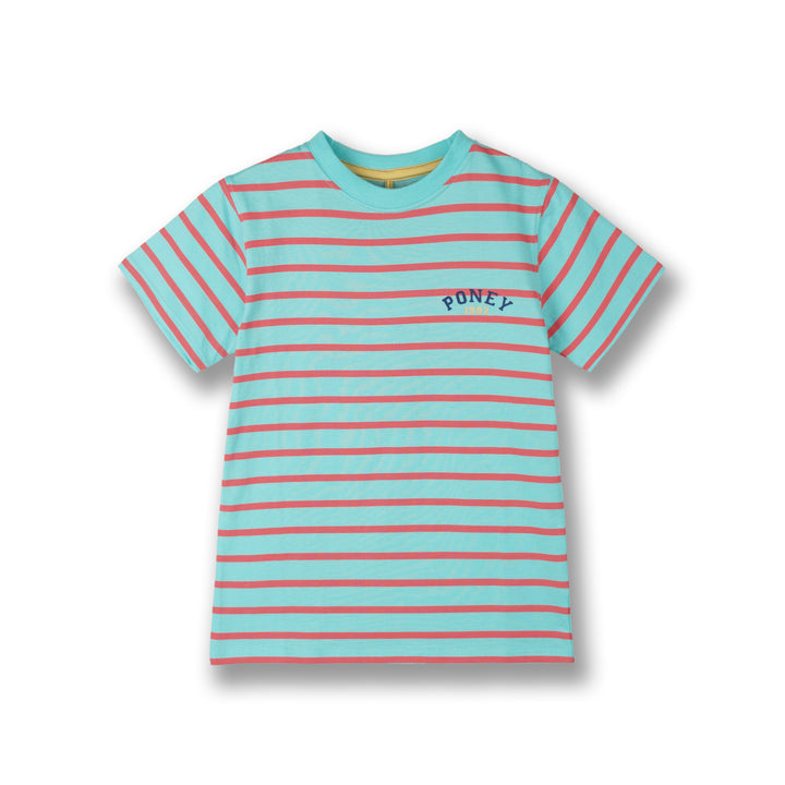 Poney Boys Turquoise Bright Striped Short Sleeve Tee