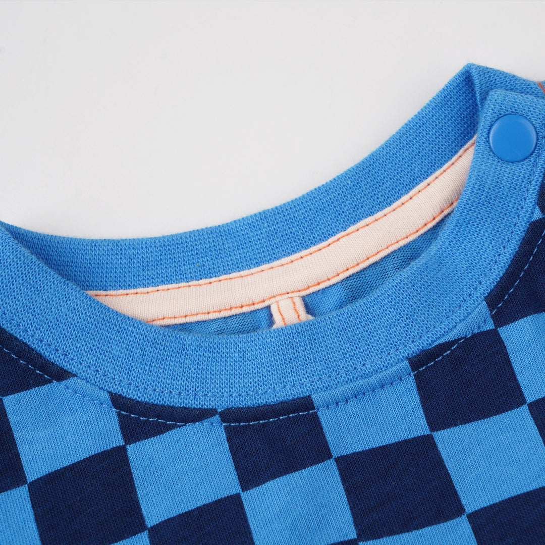 Poney Boys Blue Midnight Checks Short Sleeve Tee